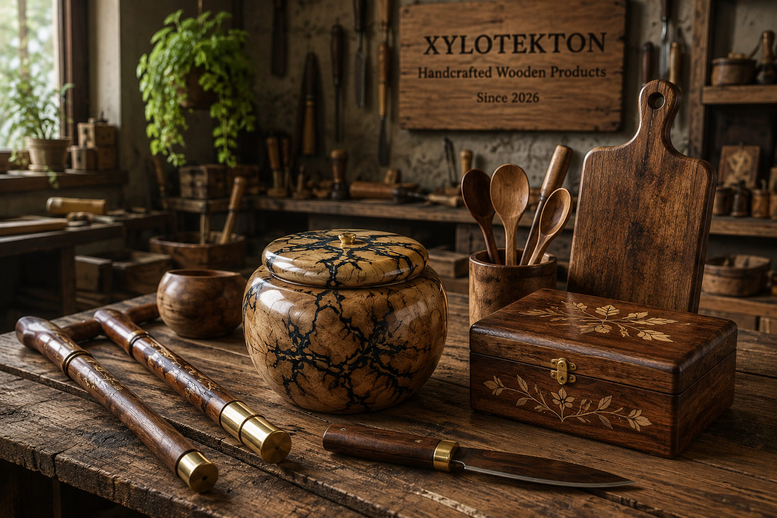 Handcrafted wooden products made by XYLOTEKTON artisans